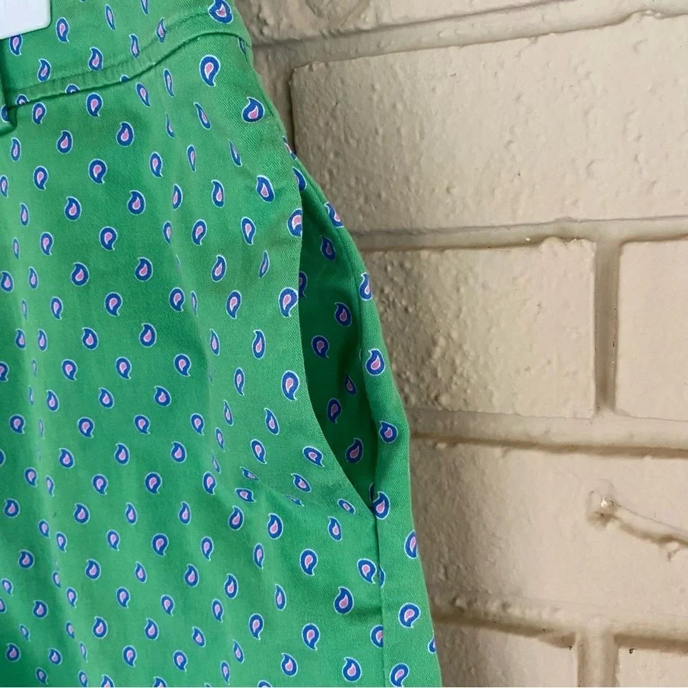 Lauren Ralph Lauren Sz 10 Flat Front Shorts Green Paisley Preppy Old Money
